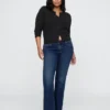 Jeans taille basse, long et ajusté