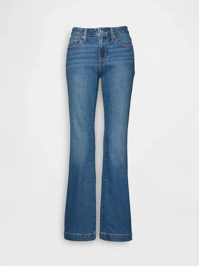 Jeans taille basse, long et ajusté