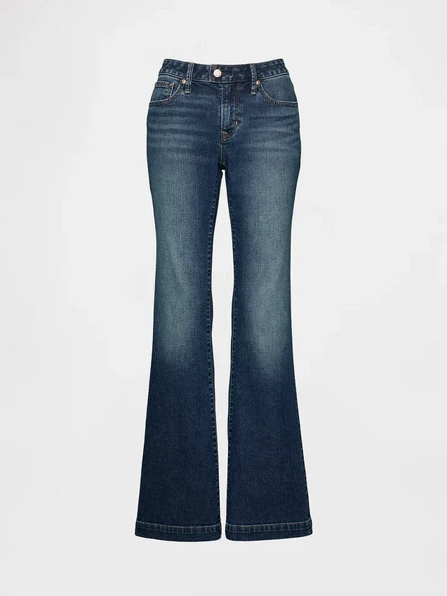 Jeans taille basse, long et ajusté