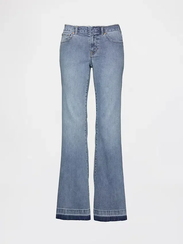 Jeans taille basse, long et ajusté