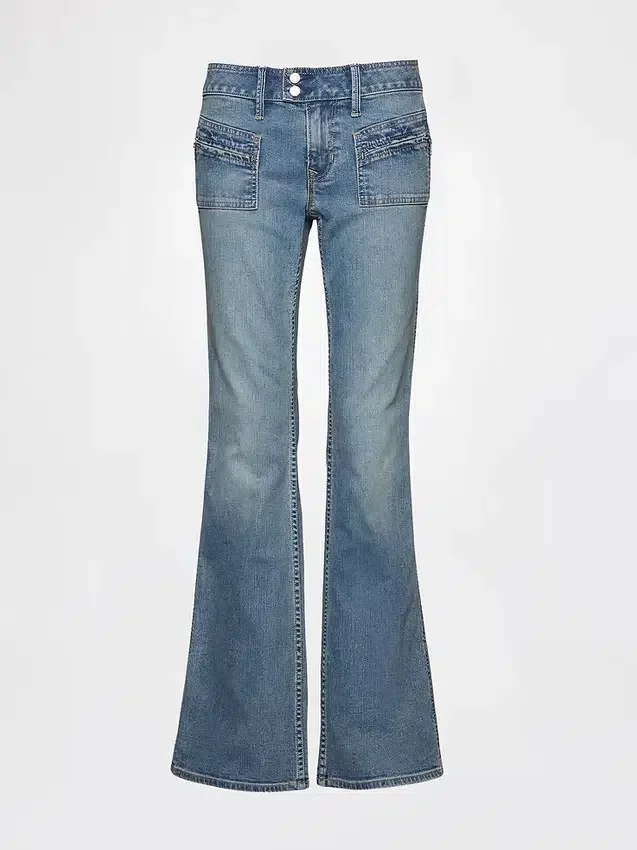 Jeans taille basse, long et ajusté