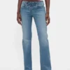 Jeans taille basse, long et ajusté, à lacets