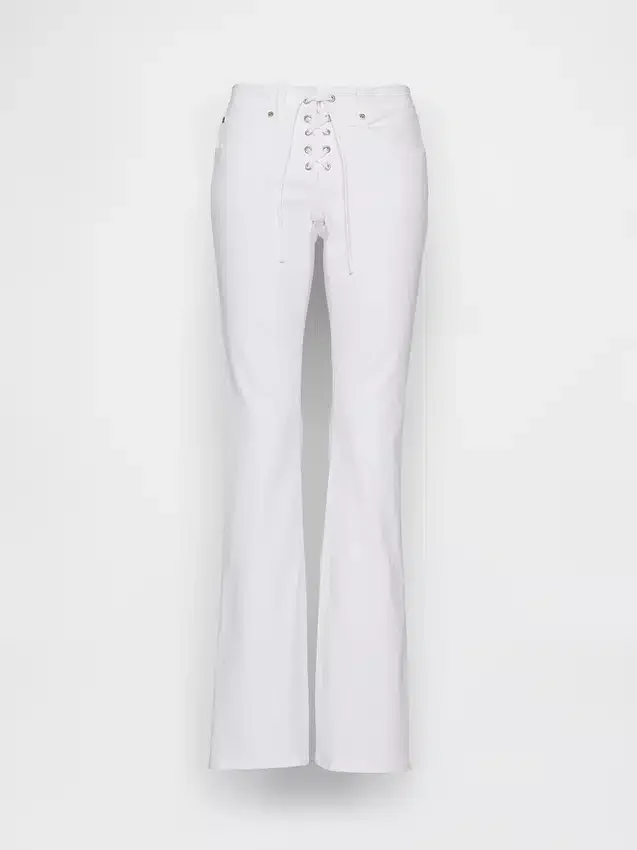 Jeans taille basse, long et ajusté, à lacets
