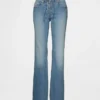 Jeans taille basse, long et ajusté, à lacets