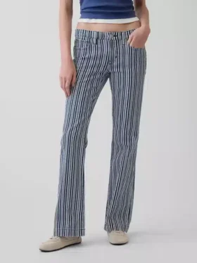 Jeans à taille basse, long et ajusté, à rayures