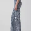 Jeans à taille basse, long et ajusté, à rayures