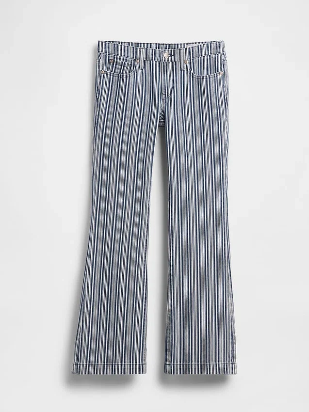 Jeans à taille basse, long et ajusté, à rayures