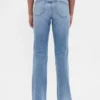 Jeans taille basse à poches tressées, coupe longue et ajustée