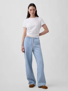 Jeans à taille basse, ultra-doux, ample et rayé, style années 90