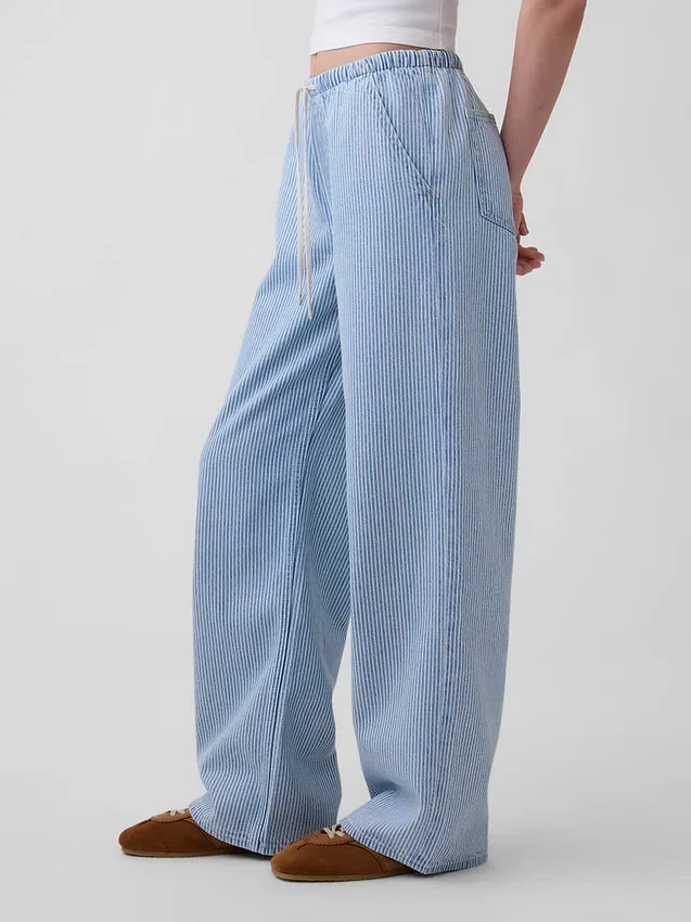 Jeans à taille basse, ultra-doux, ample et rayé, style années 90