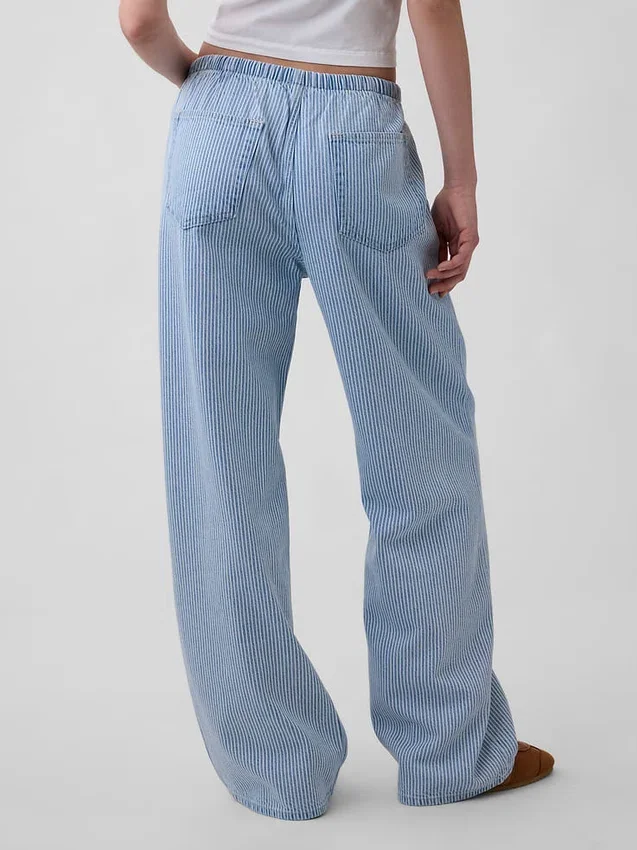 Jeans à taille basse, ultra-doux, ample et rayé, style années 90