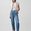 Jeans taille haute court à coupe large