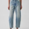 Jeans taille haute court à coupe large