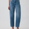 Jeans taille haute court à coupe large