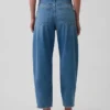 Jeans taille haute court à coupe large