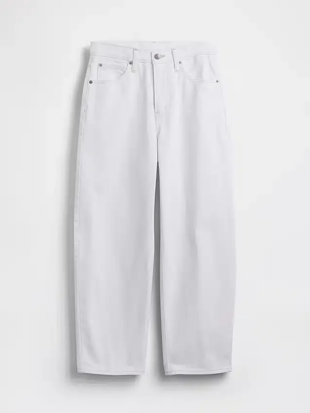 Jeans taille haute court à coupe large