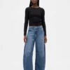 Jeans taille haute en forme de fer à cheval