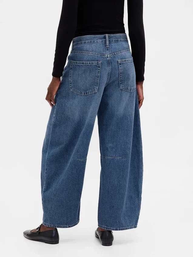 Jeans taille haute en forme de fer à cheval