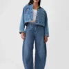 Jeans taille haute en forme de fer à cheval