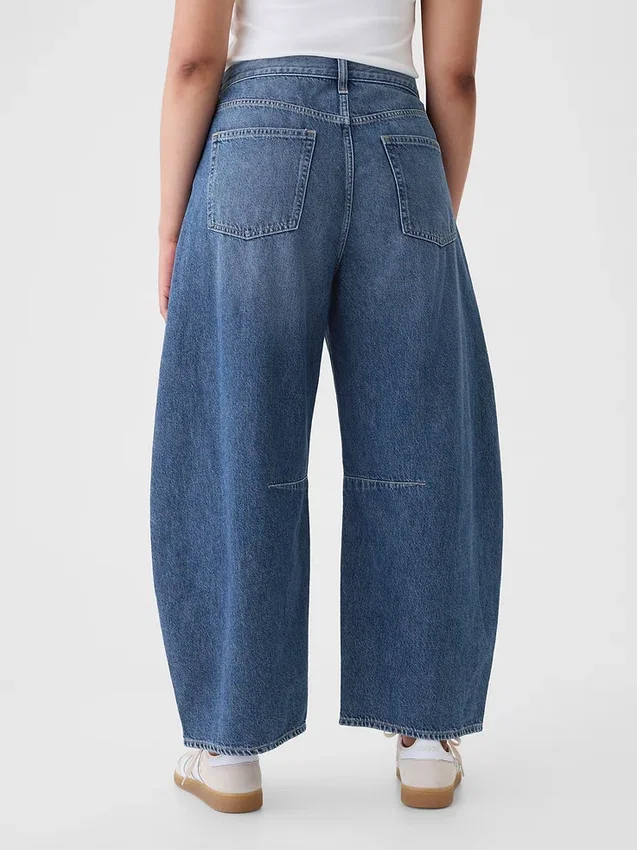 Jeans taille haute en forme de fer à cheval