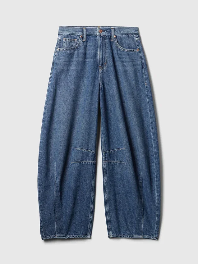 Jeans taille haute en forme de fer à cheval