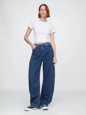 Jeans taille haute en maille, coupe « Horseshoe »