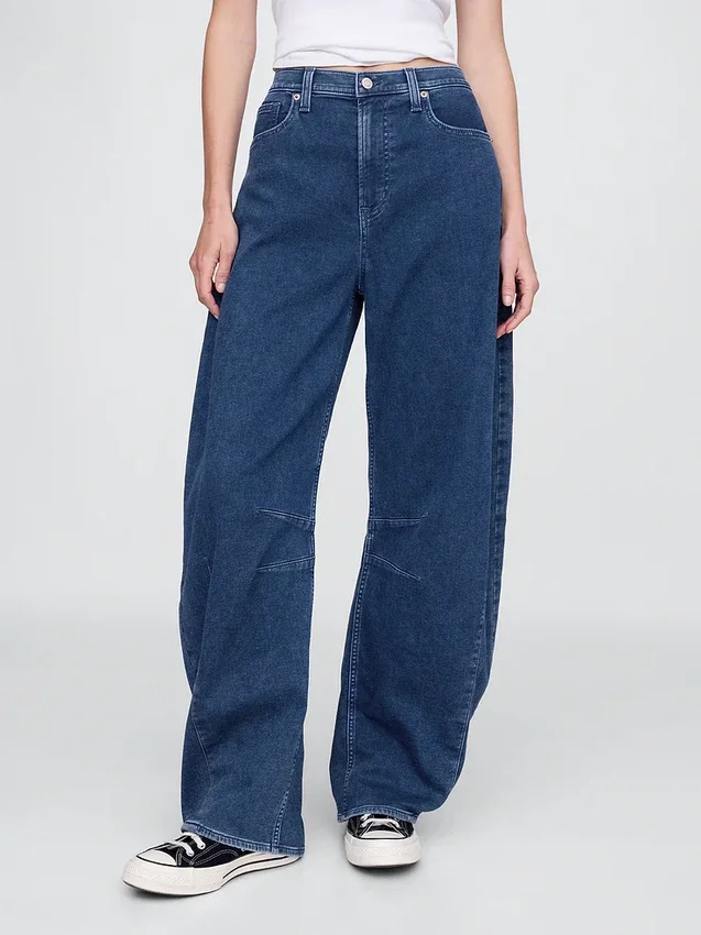 Jeans taille haute en maille, coupe « Horseshoe »