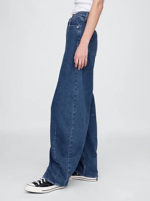 Jeans taille haute en maille, coupe « Horseshoe »
