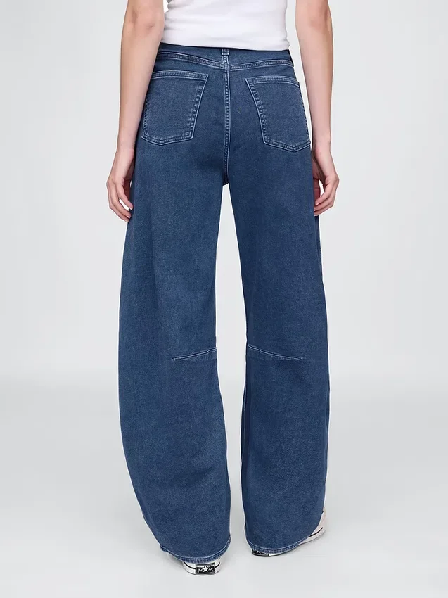 Jeans taille haute en maille, coupe « Horseshoe »