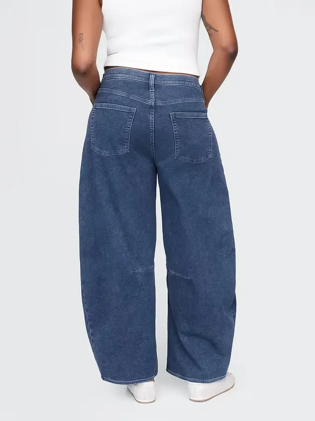 Jeans taille haute en maille, coupe « Horseshoe »