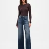 Jeans taille haute à jambes larges