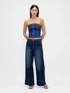 Jeans taille haute à jambes larges