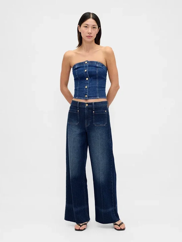Jeans taille haute à jambes larges