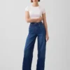 Jeans taille haute à jambes larges