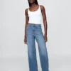 Jeans taille haute à jambes larges