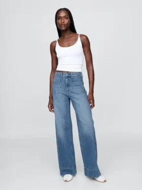 Jeans taille haute à jambes larges
