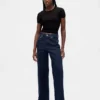 Jeans taille haute à jambes larges