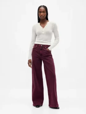 Jeans taille haute à jambes larges