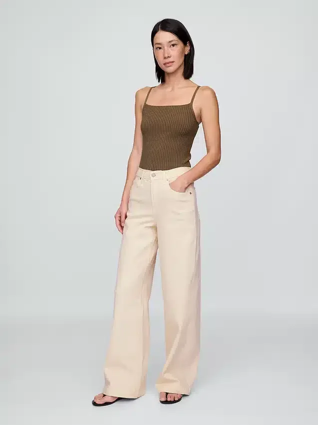 Jeans taille haute à jambes larges