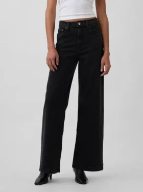 Jeans taille haute à jambes larges