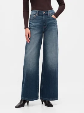 Jeans taille haute à jambes larges