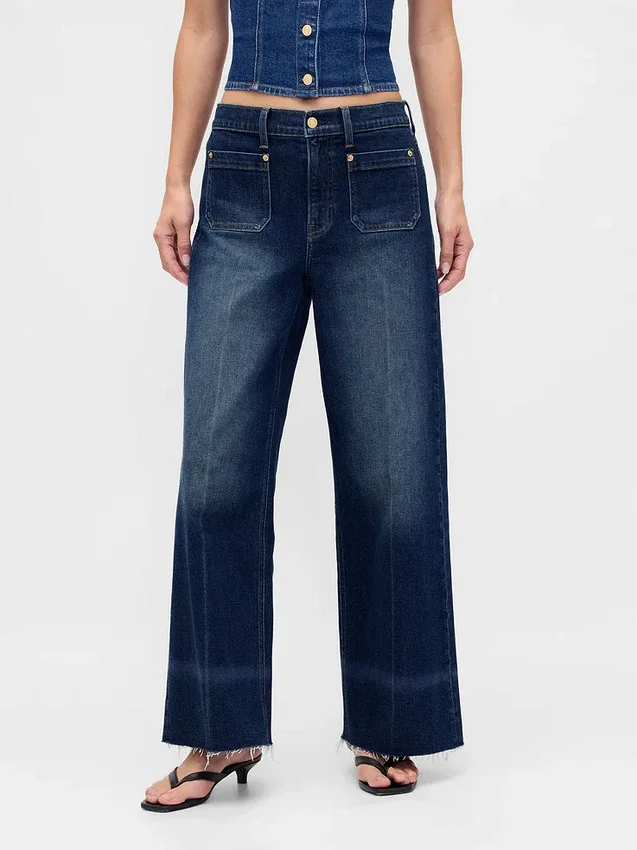 Jeans taille haute à jambes larges
