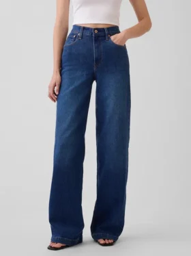 Jeans taille haute à jambes larges