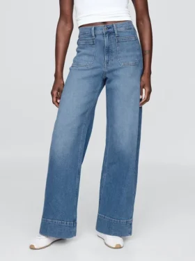Jeans taille haute à jambes larges