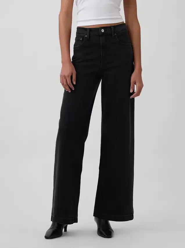 Jeans taille haute à jambes larges