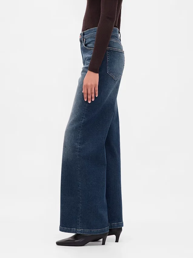 Jeans taille haute à jambes larges