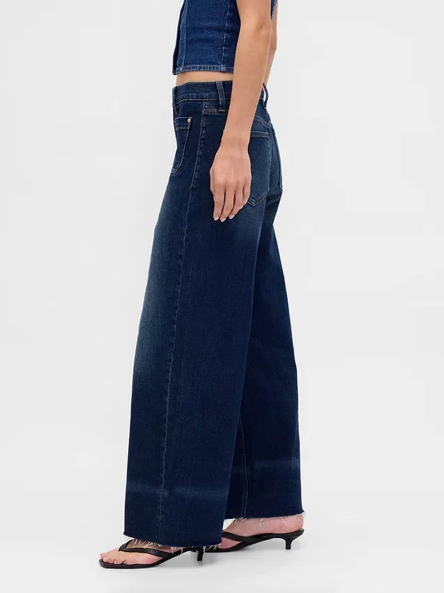 Jeans taille haute à jambes larges