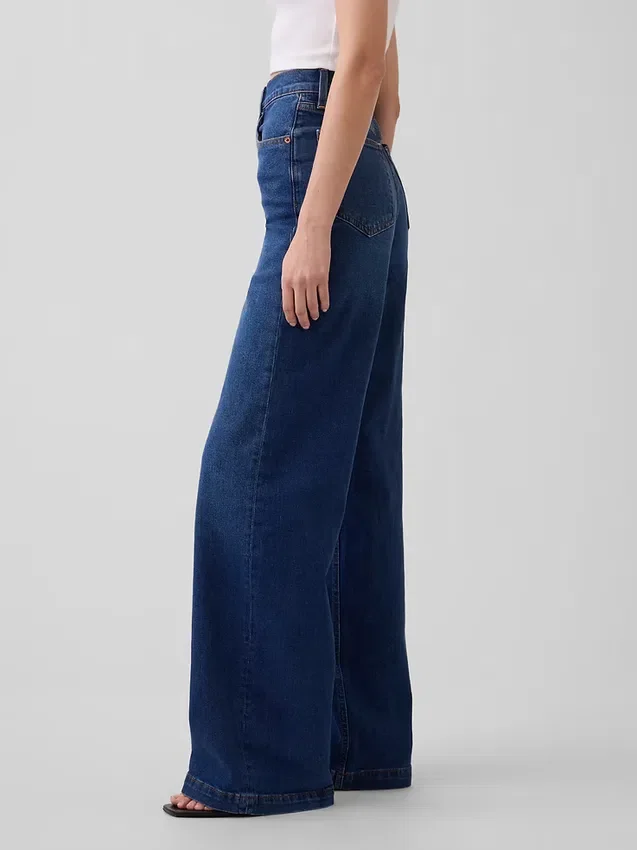 Jeans taille haute à jambes larges