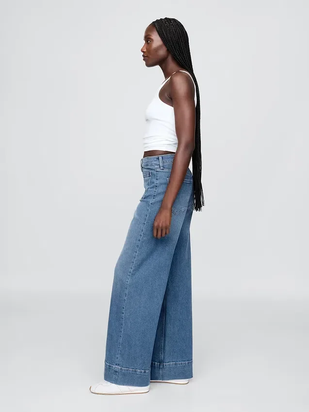Jeans taille haute à jambes larges
