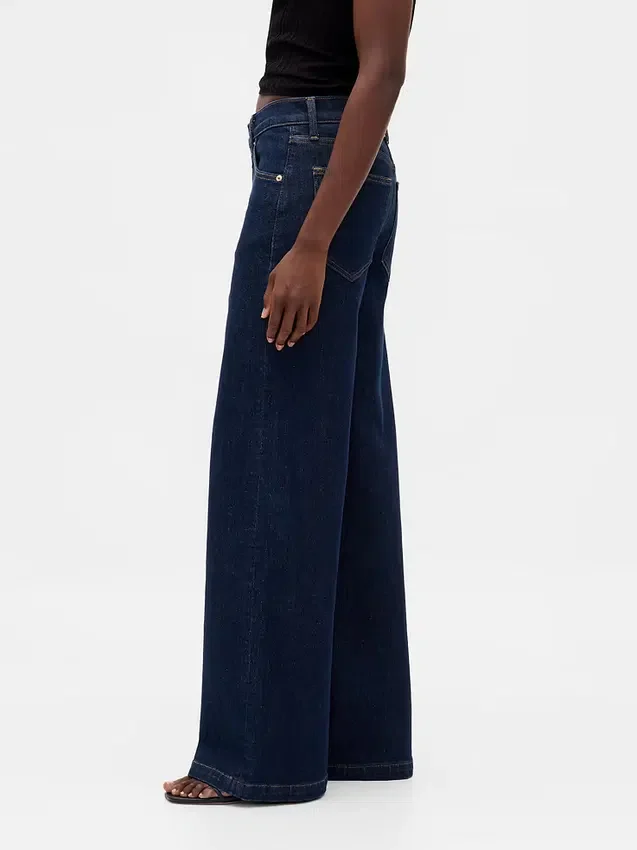 Jeans taille haute à jambes larges